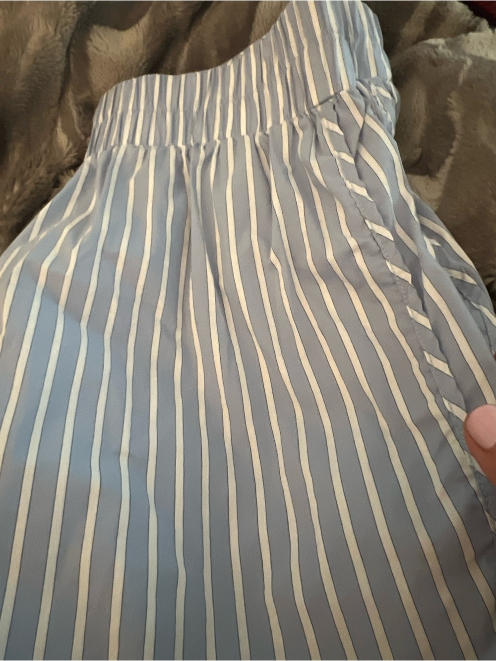 Daily Drills Blue and White Vertical-Stripe Shorts L